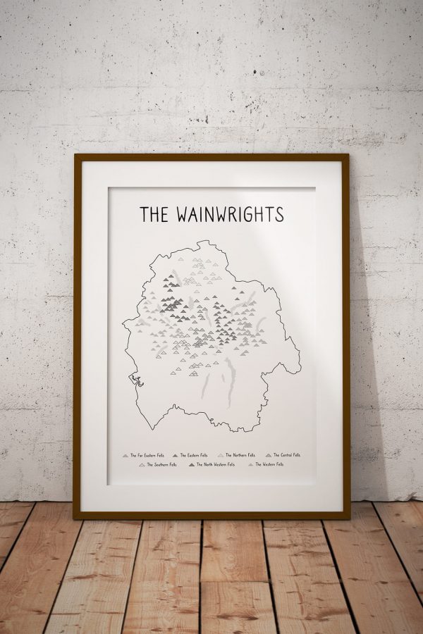 Wainwrights map art print in a picture frame