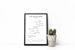 The Welsh 3000s route art print in a picture frame