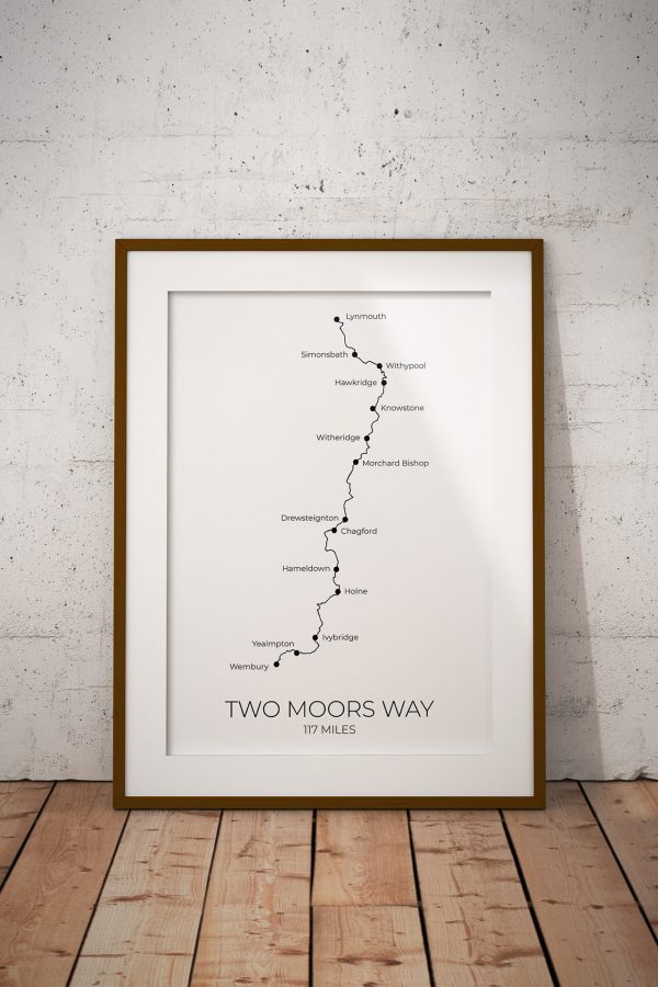 Two Moors Way art print in a picture frame