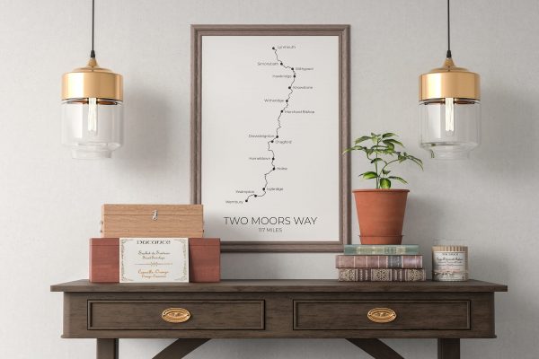 Two Moors Way art print in a picture frame