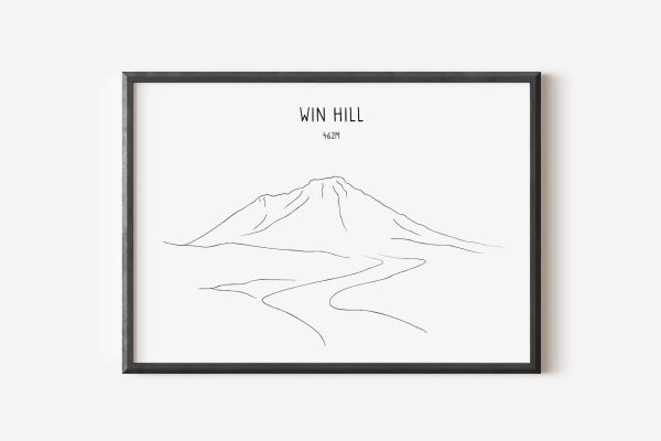 Win Hill line art print in a picture frame