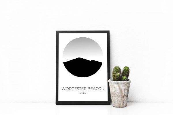 Worcester Beacon art print in a picture frame