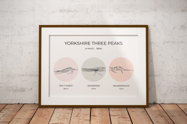 Yorkshire Three Peaks Challenge Multi-Colour Art Print Pastel 2